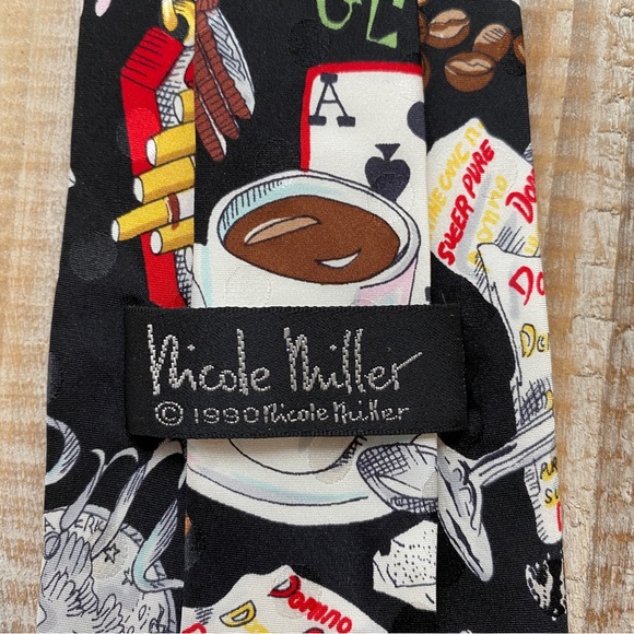 Nicole Miller "Vices" “Vice” Necktie Dated 1990 - Hand Sewn 100% Silk Tie - Picture 12 of 14